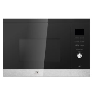Cuptor cu microunde incorporabil Master Kitchen MKMW 3825-ED BK, H.38cm, 25 litri, Ventilatie tangentiala, Interior inox, Sticla neagra/Inox